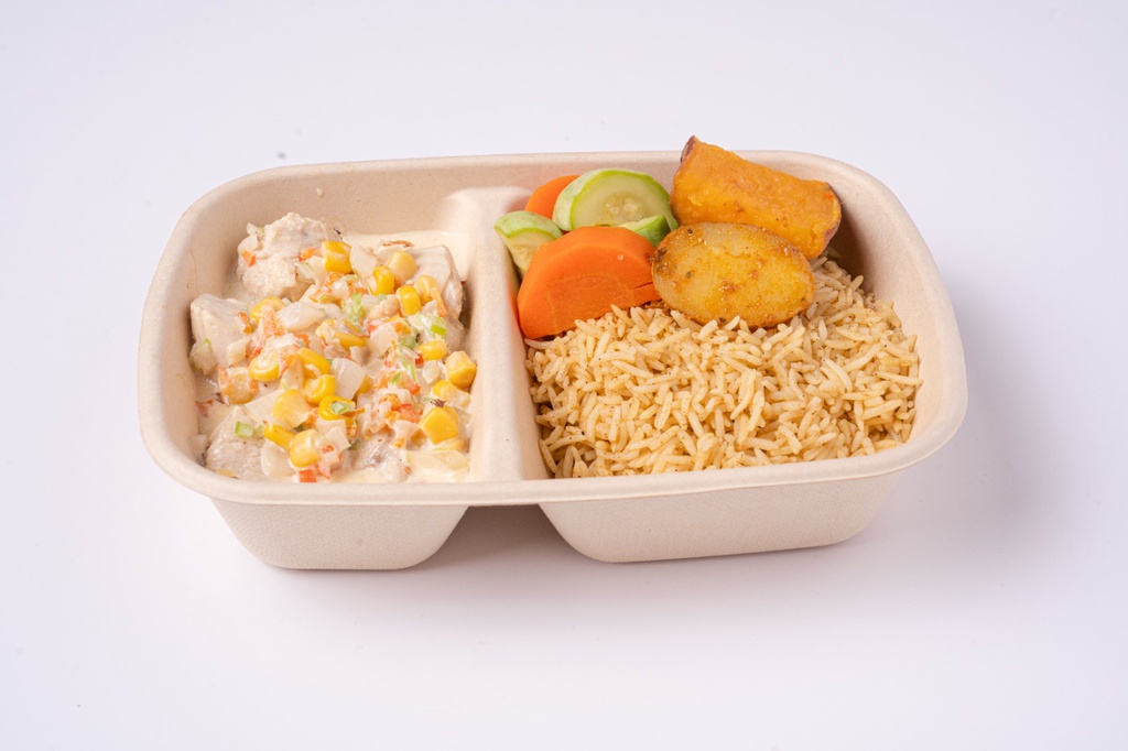 MEAL   soprim chicken (chicken pieces with fresh yougurt and corn for a delicious taste )